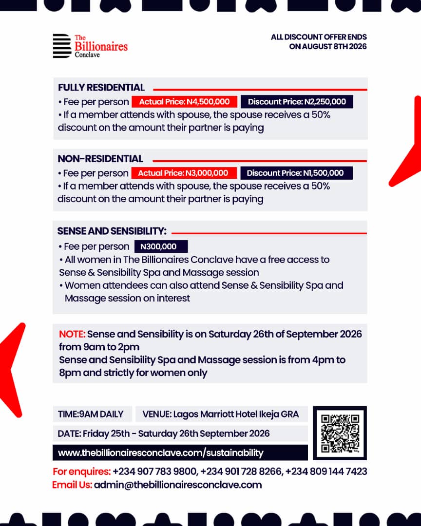 Business Sustainability Summit 2026 pricing flyer showing residential, non-residential and Sense & Sensibility fees